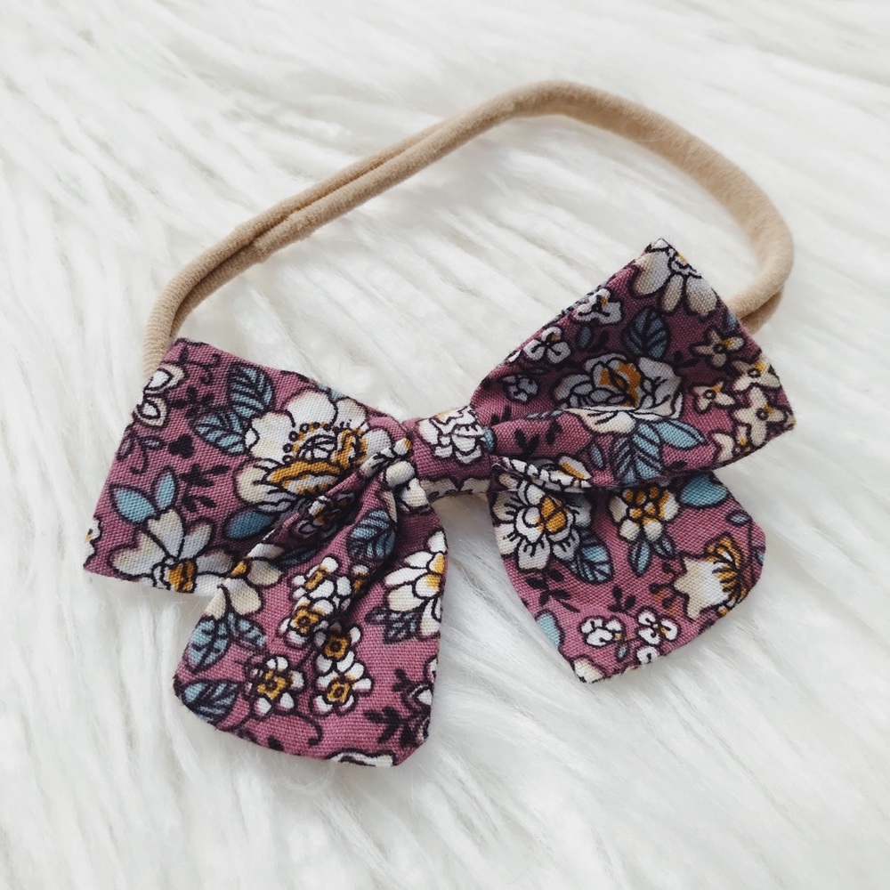 Baby Hair Bow • Floral Plum